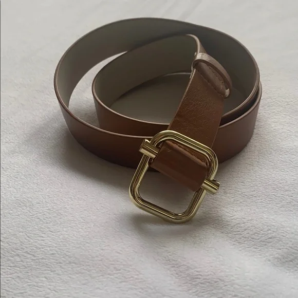 Tahari Brown Leather Belt with Gold Buckle Tahari Belt - Etsy main image 2